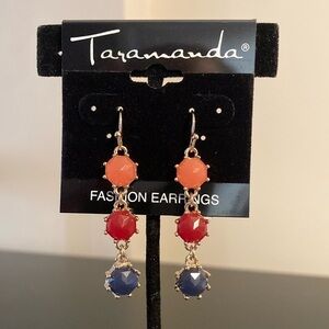 Tarananda Gold-Tone Red and Blue Drop Earrings